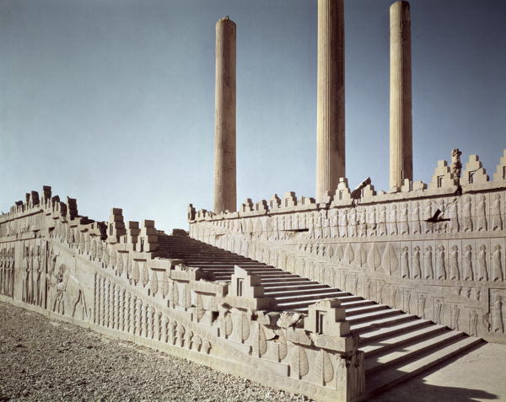 Detail of View of the east staircase of the Apadana c.515 BC by Achaemenid