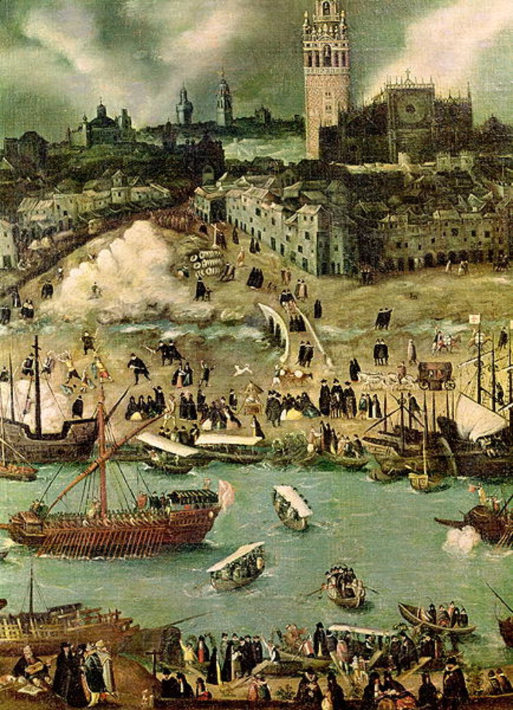 Detail of The Port of Seville, c.1590 by Alonso Sanchez Coello