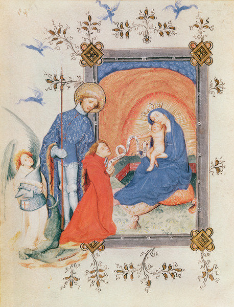 Detail of Ms 3024 fol.12v Virgin and Child with a kneeling man and St. George by French School