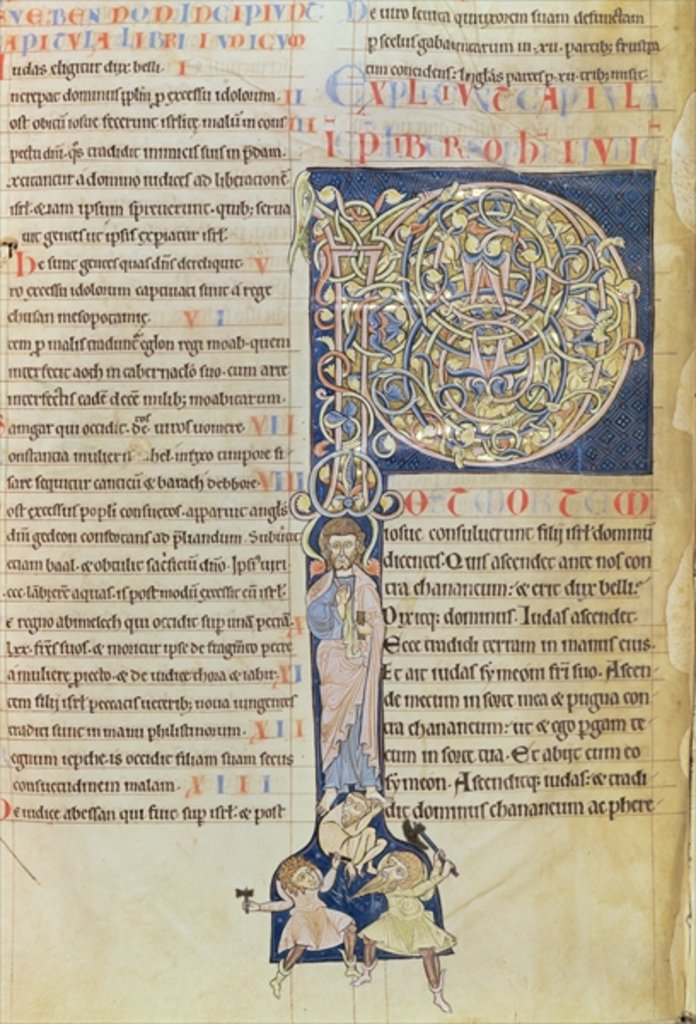 Detail of Ms 2 fol.3v t.1 Historiated initial 'P' by French School