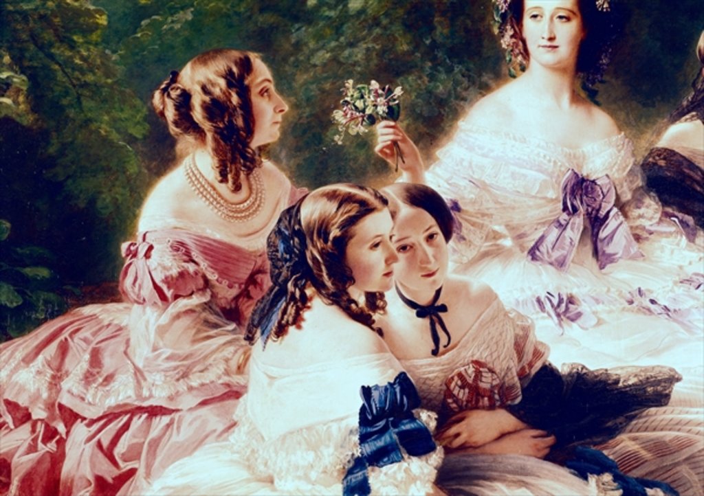 Detail of Empress Eugenie and her Ladies in Waiting, detail of the Princess of Essling, the Baroness of Pierres and the Viscountess of Lezay-Marnesia, 1855 by Franz Xaver Winterhalter