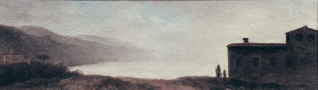 Detail of Lake Nemi in the Rain by Pierre Henri de Valenciennes