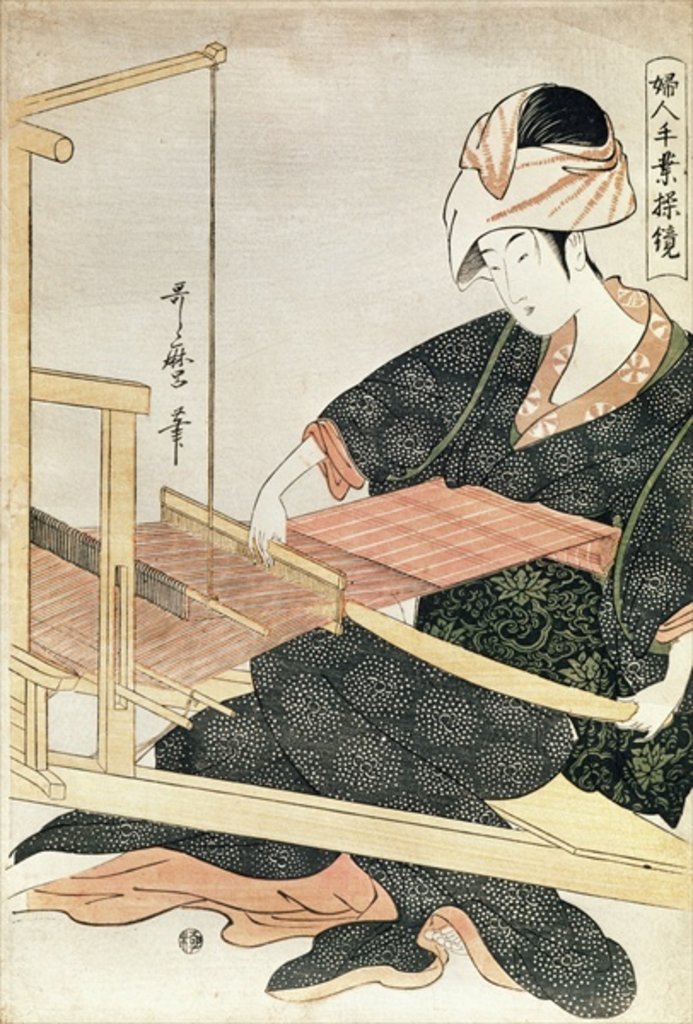 Detail of Woman Weaving by Kitagawa Utamaro
