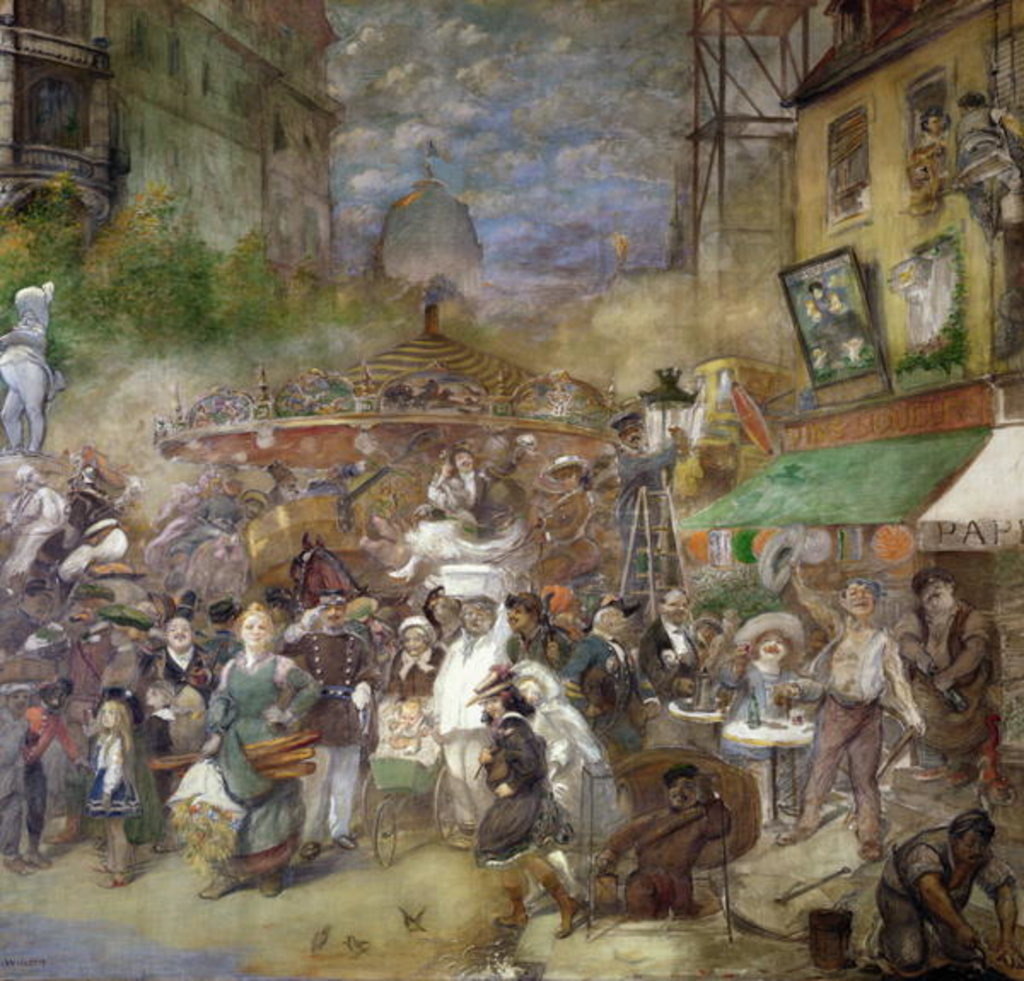 Detail of Decorative panel depicting Paris, Salon de la Commission du Personnel by Adolphe Leon Willette