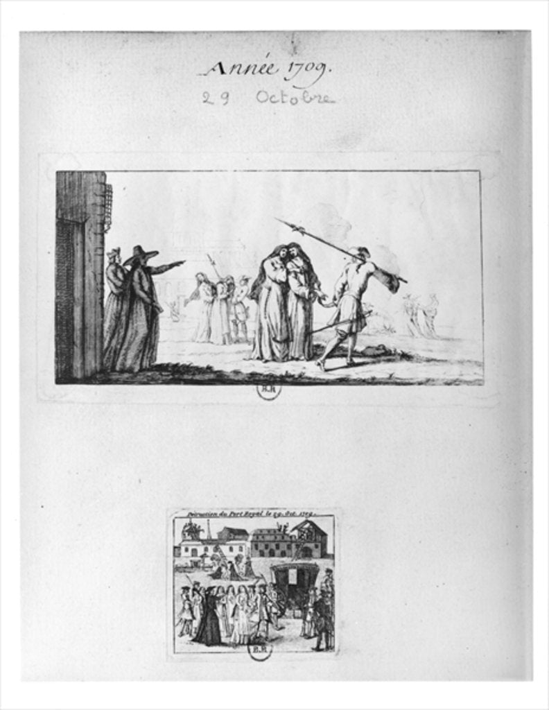 Detail of Destruction of Port-Royal des Champs and arrest of the nuns on 29th October 1709 by French School