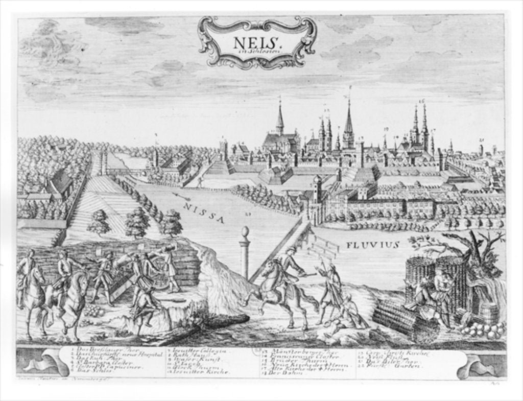 Detail of King Frederick II of Prussia invading Silesia and seizing Neis in October 1741 by German School