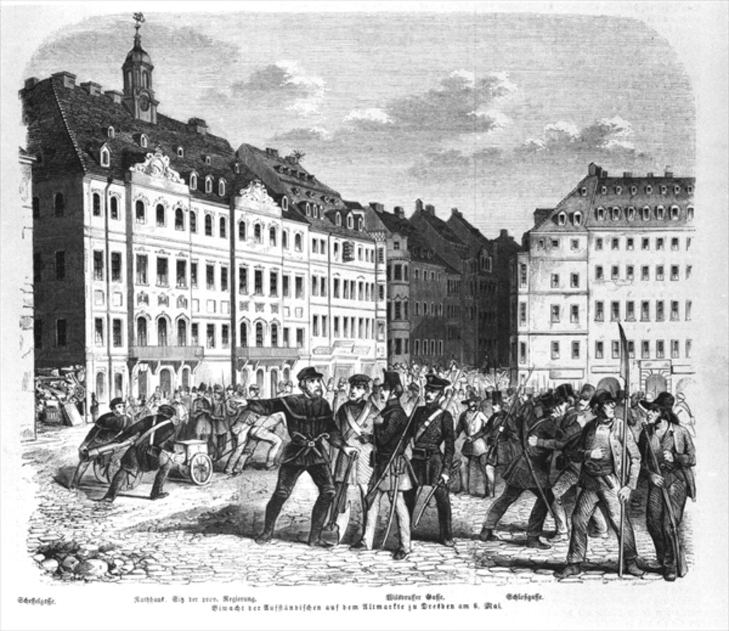 Detail of Uprising in Dresden on 6th March 1848 by German School