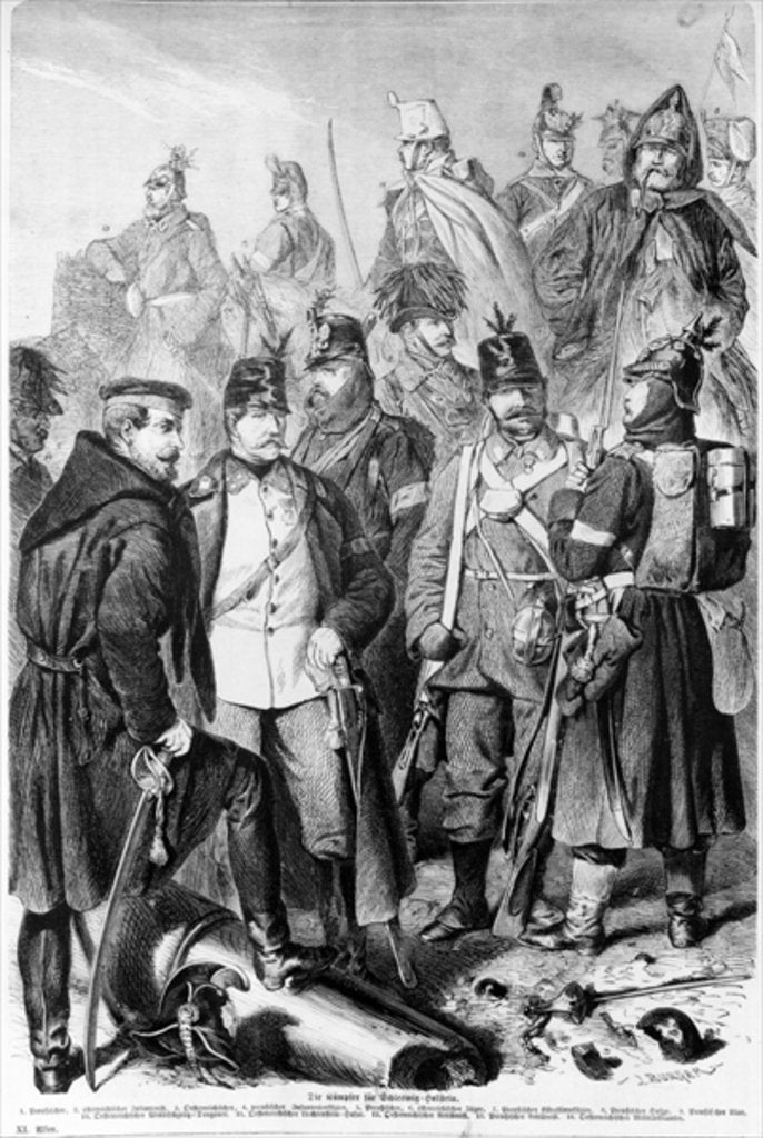 Detail of War of Duchies, Austrian and Prussian soldiers and officers fighting for Schleswig-Holstein, 1864. by German School