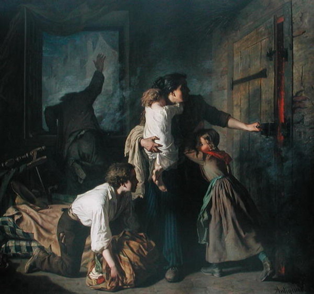 Detail of The Fire, 1850 by Alexandre Antigna