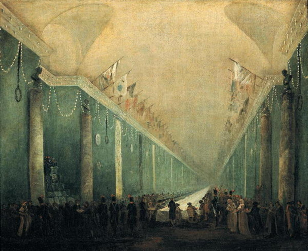 Detail of Banquet Given for Napoleon Bonaparte in the Grande Galerie of the Louvre, 20th December 1797 by Hubert Robert