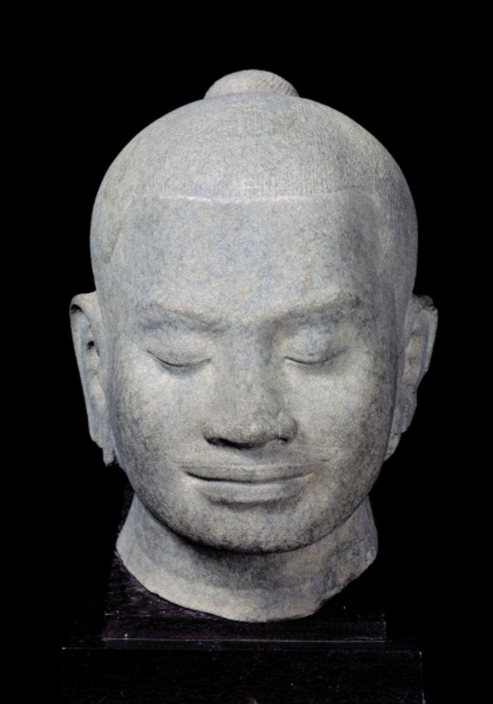 Detail of Head of King Jayavarman VII Bayon Style, from Preah Khan, 12th-13th century by Cambodian Cambodian