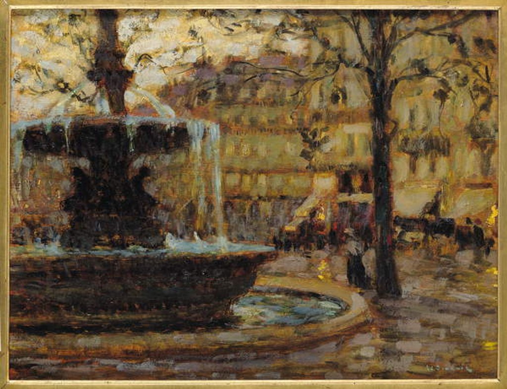Detail of La fontaine, Paris, 1904 by Henri Eugene Augustin Le Sidaner