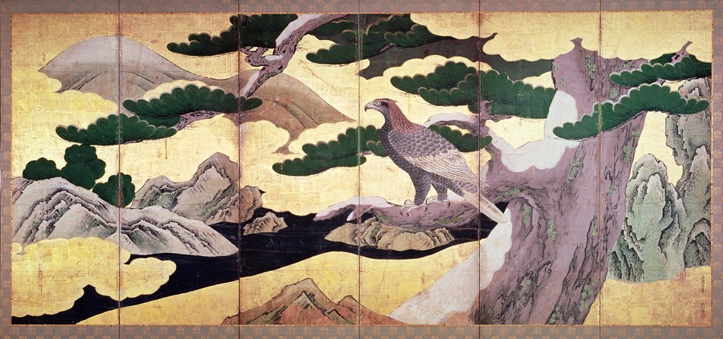 Detail of The Hawks in the Pines by Eitoku Kano