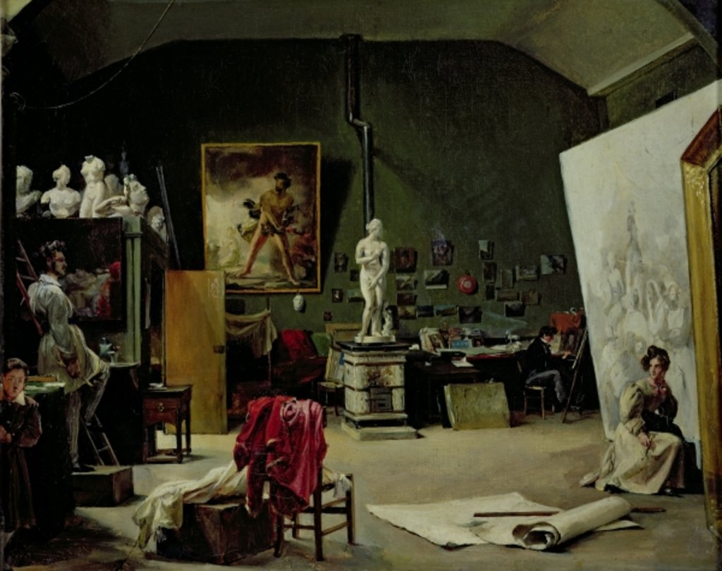 Detail of The Studio of Leon Cogniet by Marie-Amelie Cogniet
