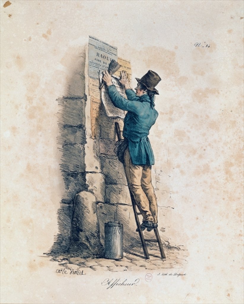 Detail of Billposter by Antoine Charles Horace Vernet