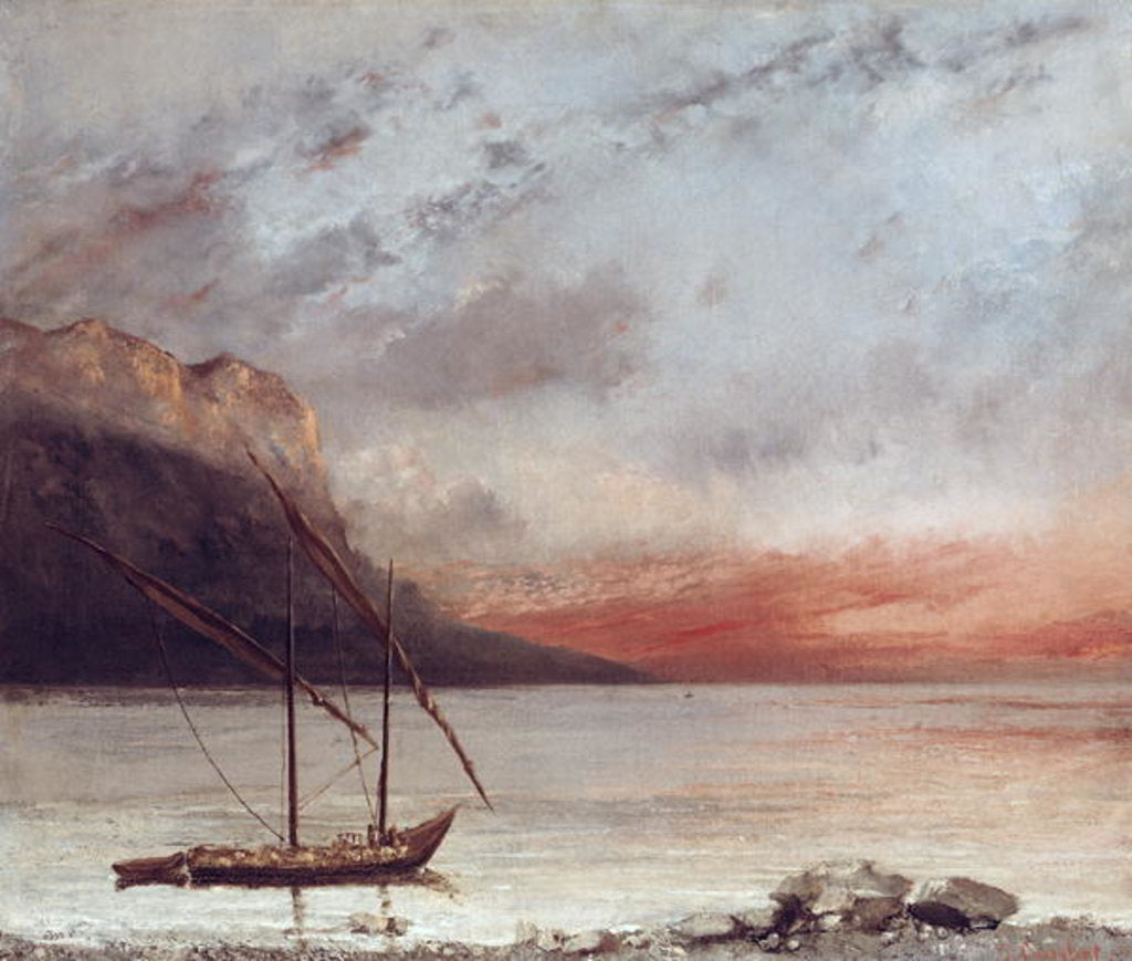 Detail of Sunset over Lake Leman, 1874 by Gustave Courbet