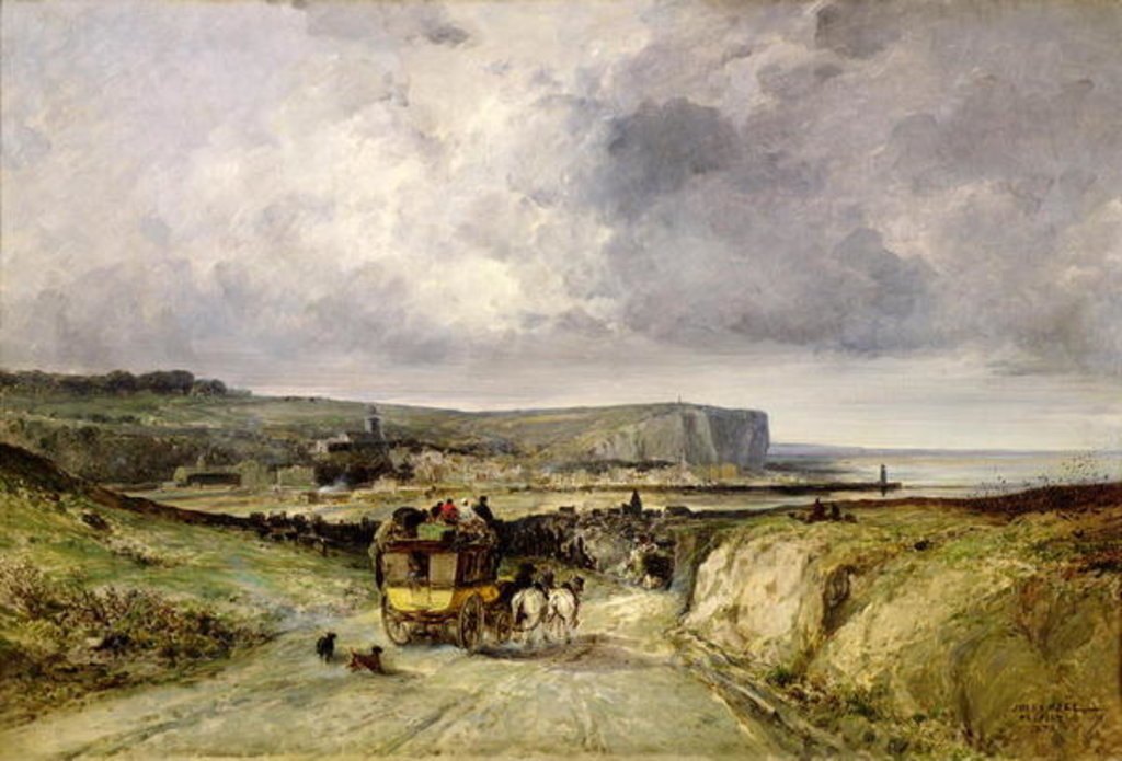 Detail of Arrival of a Stagecoach at Treport, 1878 by Jules Achille Noel