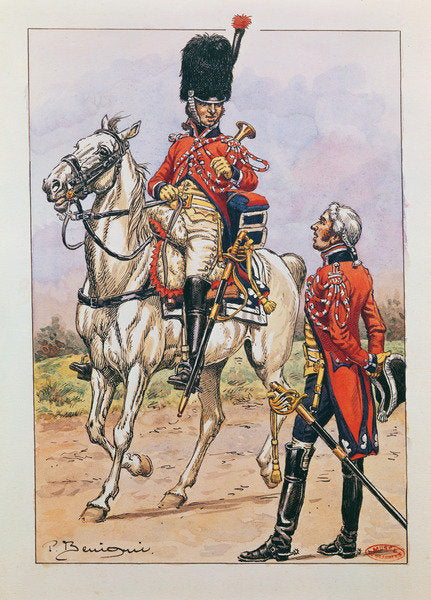 Detail of Bugler of the elite cavalry of the Imperial Guard, 1804-06 by P. Benigni