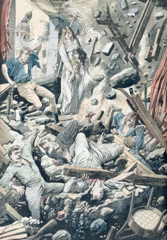 Detail of The Horrible Consequences of a Terrible Earthquake in San Francisco by French School