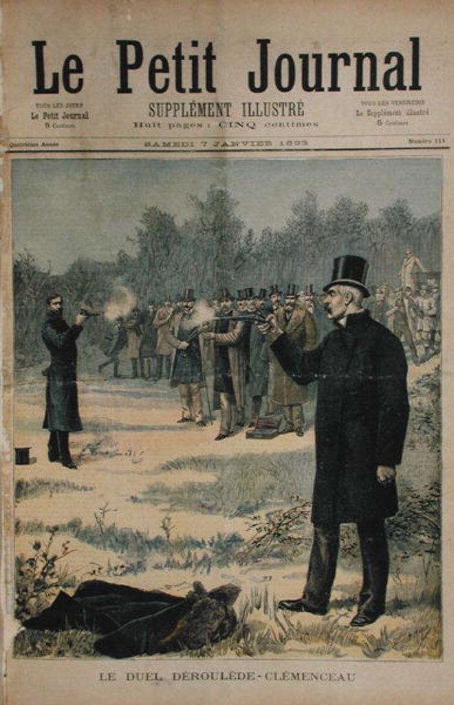 Detail of The Duel between Paul Deroulede and Georges Clemenceau illustration from 'Le Petit Journal', 7th January 1893 by Henri Meyer