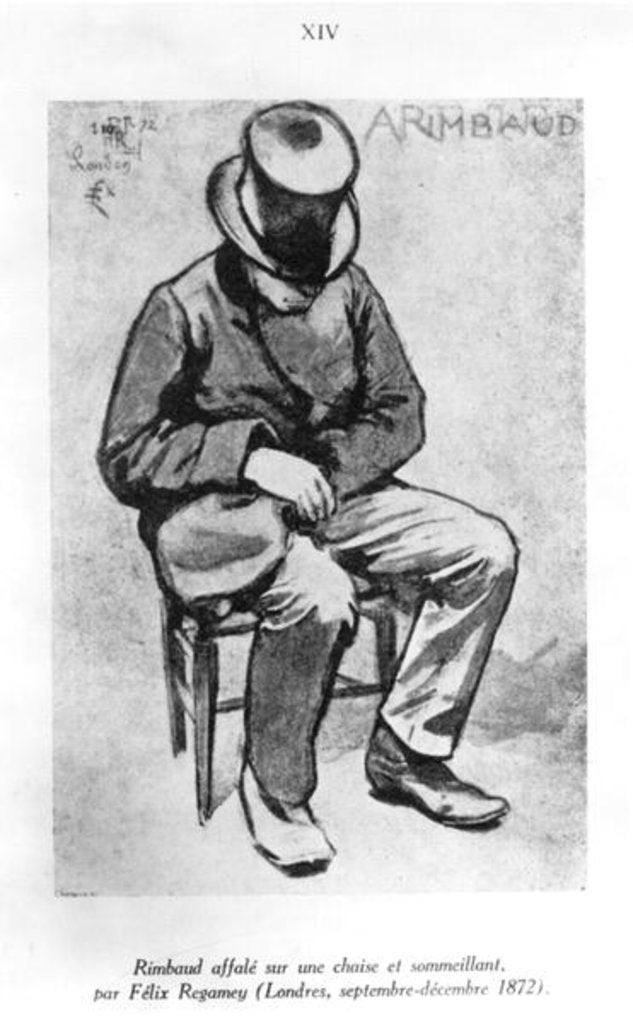 Detail of Arthur Rimbaud slumped on a chair and dozing, in London, 1872 by Felix Elie Regamey