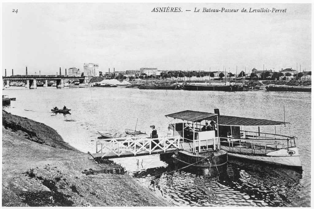 Detail of Asnieres, the ferry at Levallois-Perret, c.1900 by French Photographer