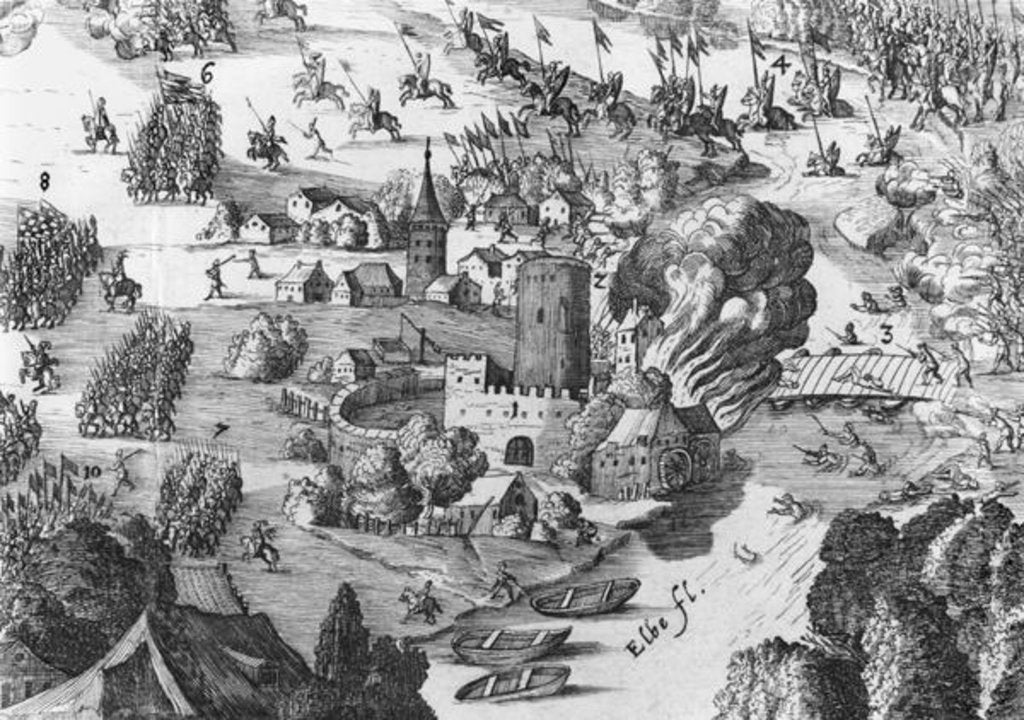 Detail of General view of the battle of Muhlberg, detail, 24th April 1547 by German School