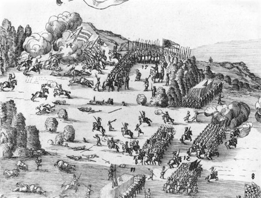 Detail of General view of the battle of Muhlberg, detail, 24th April 1547 by German School