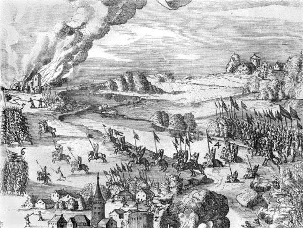 Detail of General view of the battle of Muhlberg, detail, 24th April 1547 by German School