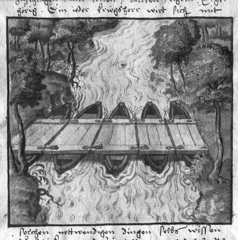 Detail of Bridge of boats by German School