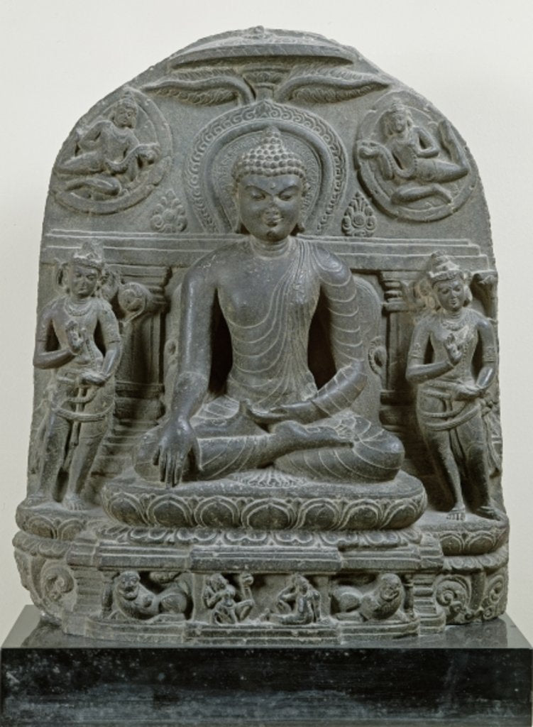 Detail of Seated Buddha in meditation by Indian School