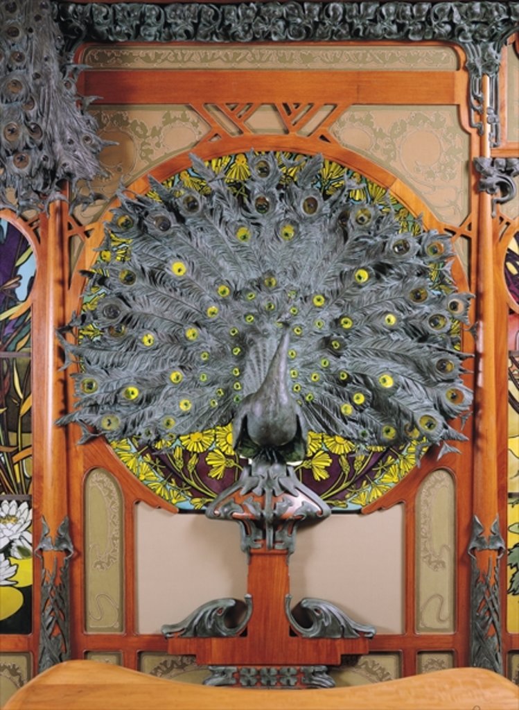 Detail of A peacock by Alphonse Marie Mucha