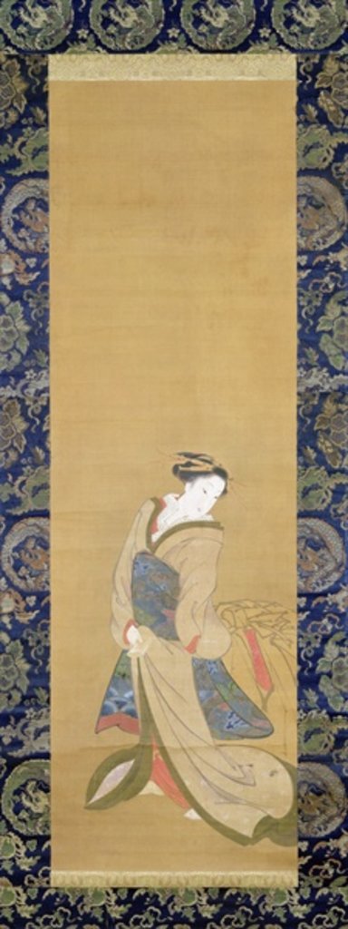 Detail of An Elegant Woman in a Blue Obi by Hotei Gosei