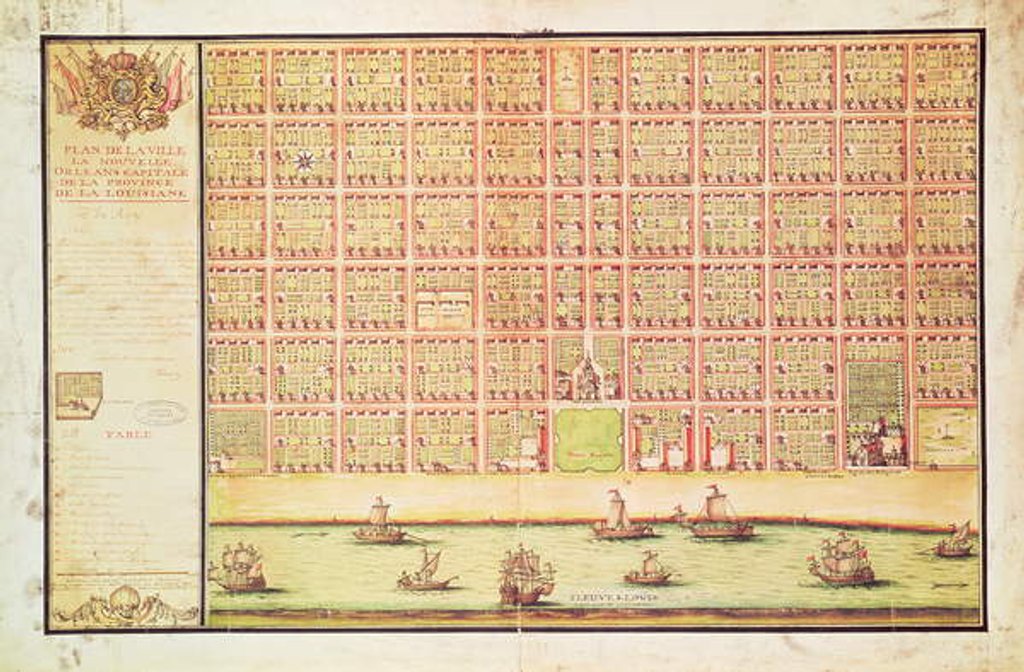 Detail of Plan of New Orleans, 1738 by French School