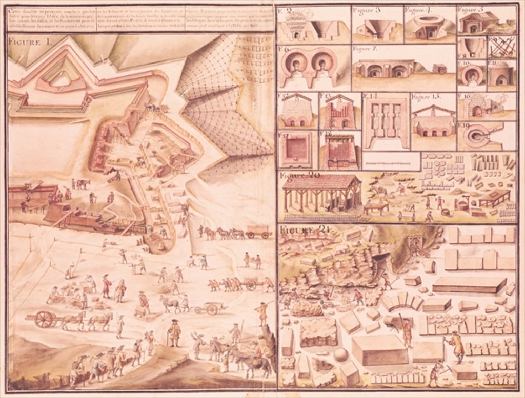 Detail of Ms 500 Construction of a town square and the tools used by Claude Masse