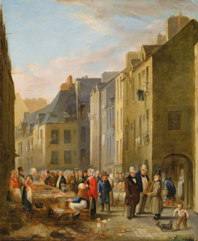 Detail of The Fish Market in Cherbourg, 1830-40 by Bon Dumouchel