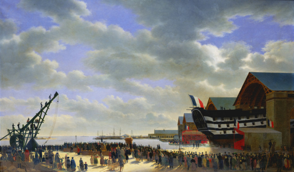 Detail of The Launch of 'Le Friedland' at Cherbourg, 4th April 1840, c.1840-54 by Antoine Chazal