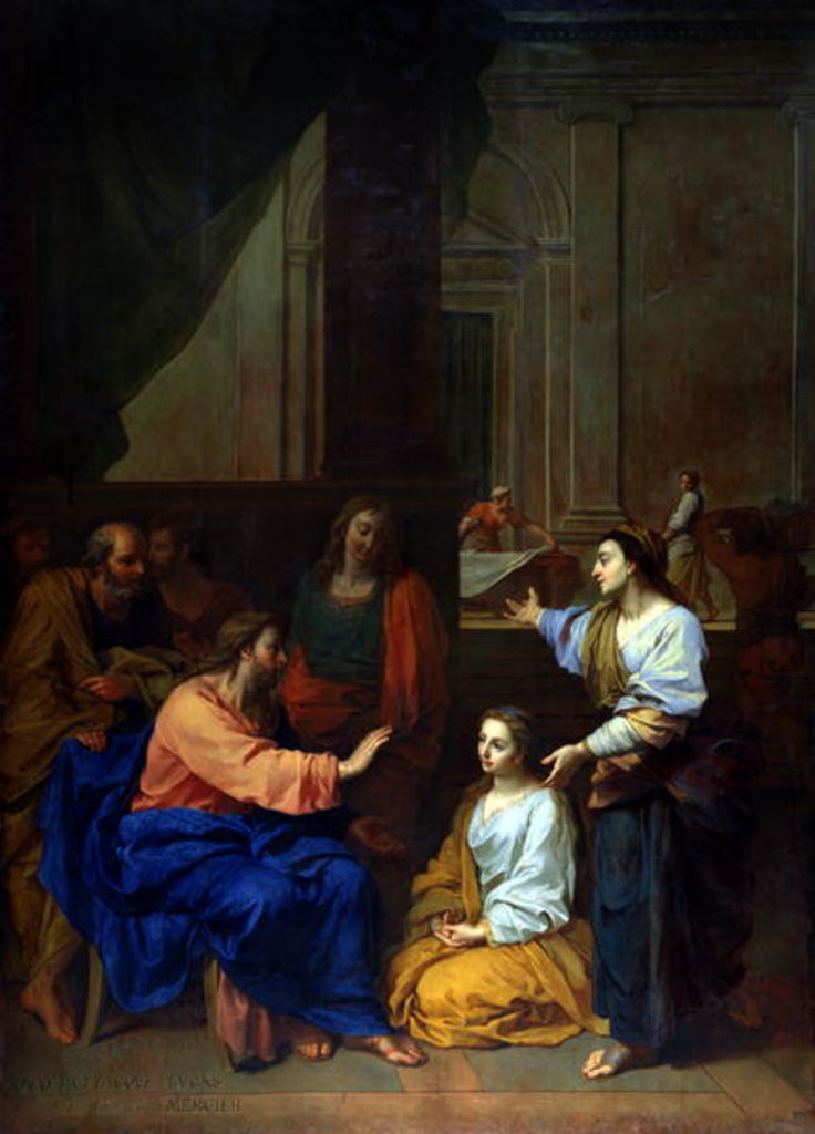 Detail of Christ with Martha and Mary by Claude II Saint-Paul