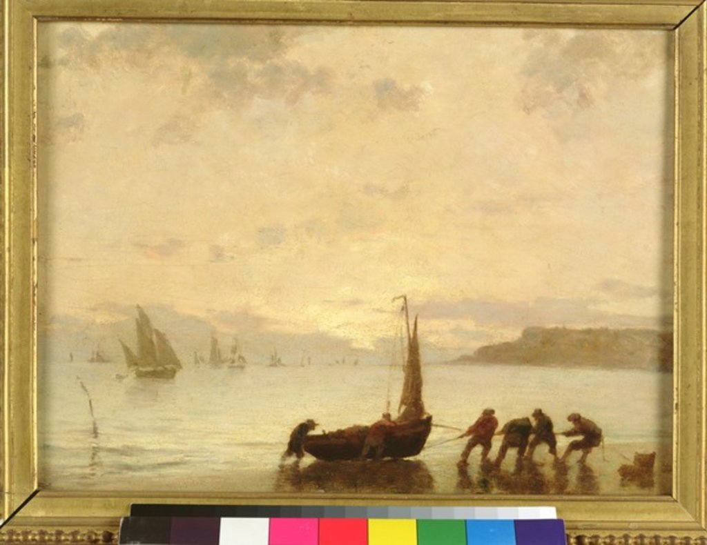 Detail of Return from Fishing with Setting Sun by Eugene Louis Boudin