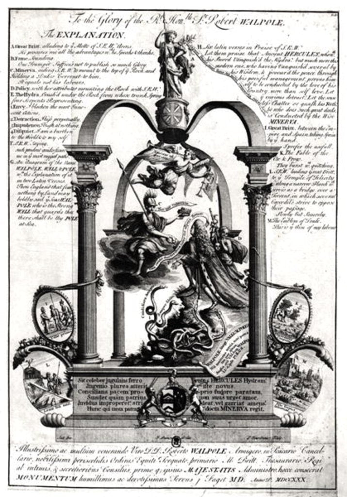 Detail of To the Glory of the Right Honourable Robert Walpole 1st Earl of Orford by Pierre Fourdrinier