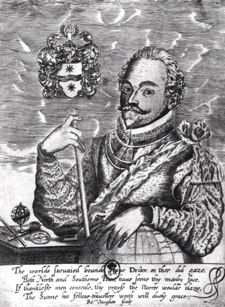 Detail of Portrait of Sir Francis Drake by Robert Vaughan