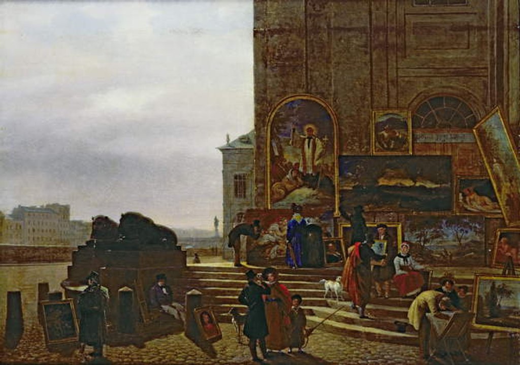 Detail of Selling Paintings Outside the Institut de France, 1837 by Guillaume Frederic Ronmy