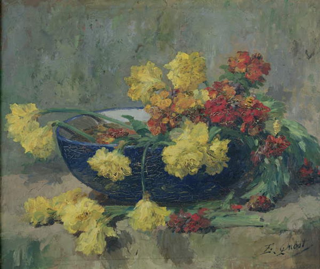 Detail of Jonquils and Wallflowers by Ernest Quost