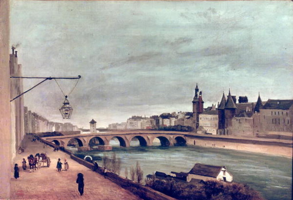 Detail of View of the Pont au Change from Quai de Gesvres, Summer 1830 by Jean Baptiste Camille Corot