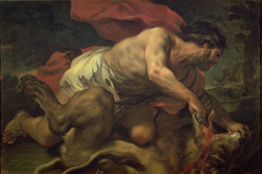 Detail of Samson and the Lion by Luca Giordano