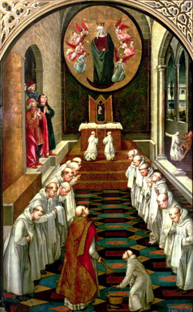 Detail of Apparition of the Virgin to a Community by Pedro Berruguete