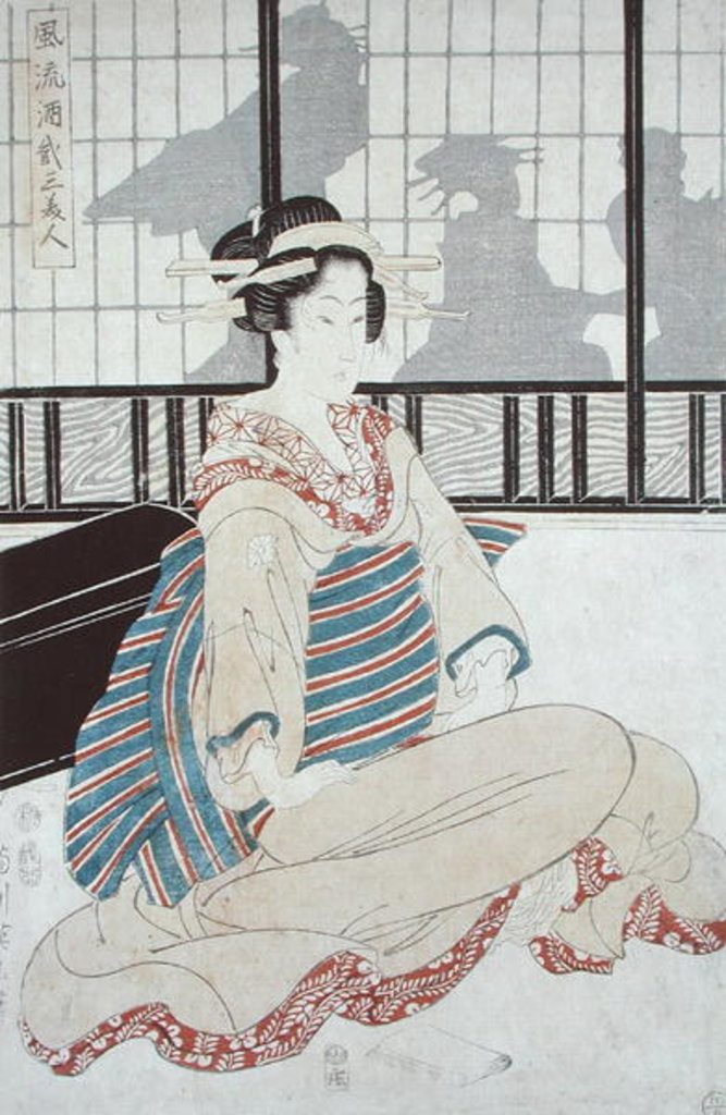 Detail of Seated Courtesan by Kikukawa Eizan