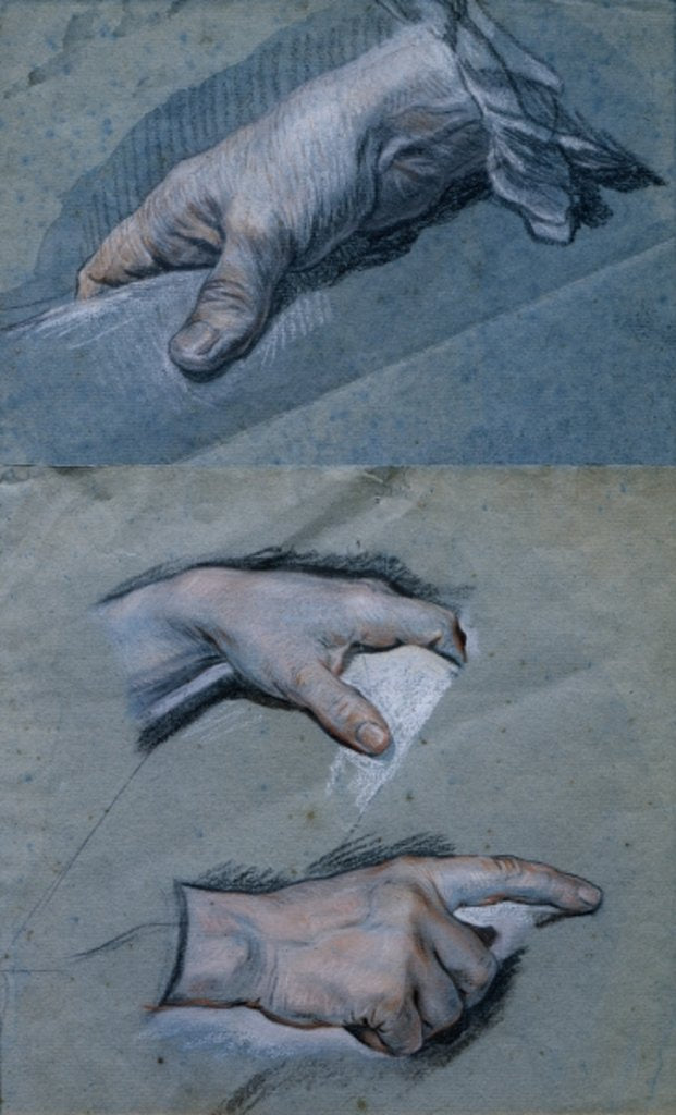 Detail of Study of the Hands of a Man by Maurice Quentin de la Tour