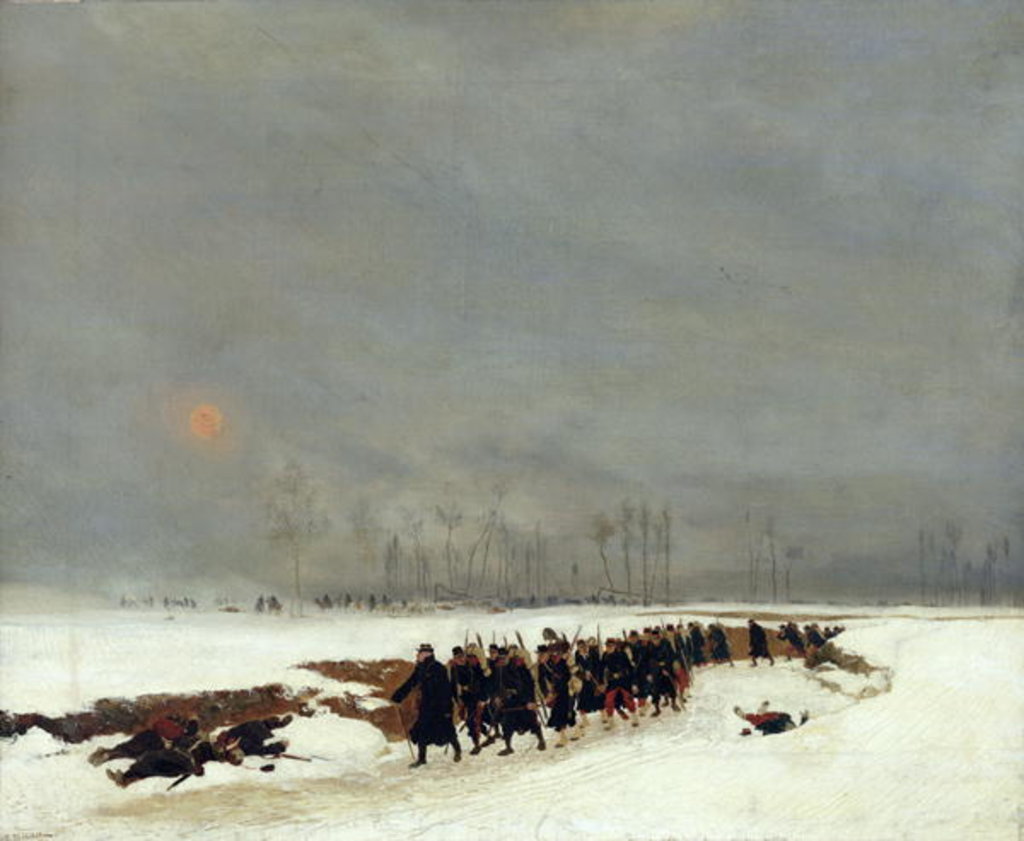 Detail of The War of 1870-71: An Infantry Column on their Way to a Raid, 1872 by Jean-Baptiste Edouard Detaille
