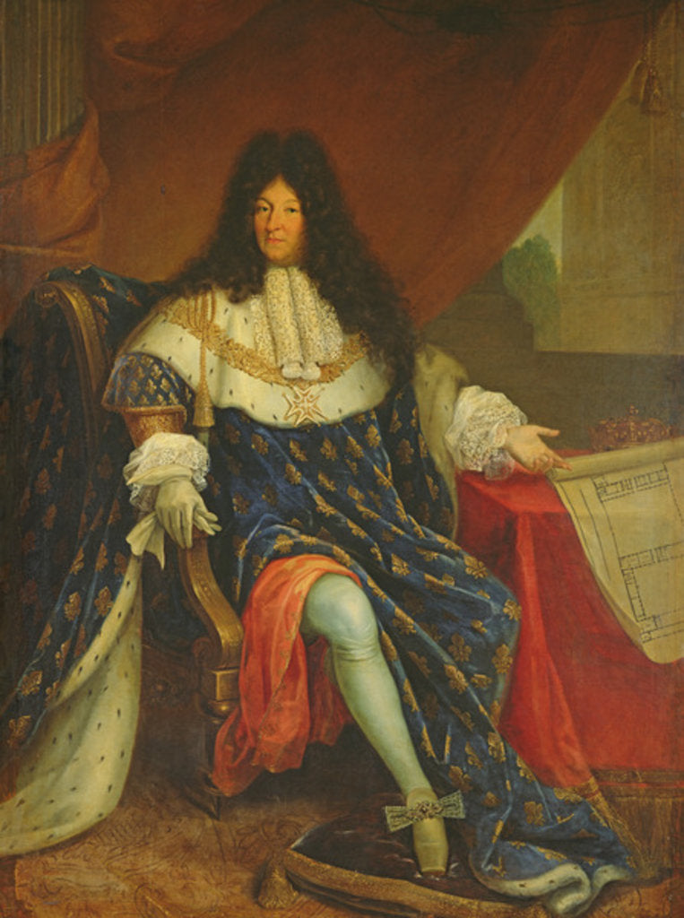 Detail of louis XIV Holding a Plan of the Maison Royale de Saint-Cyr by French School